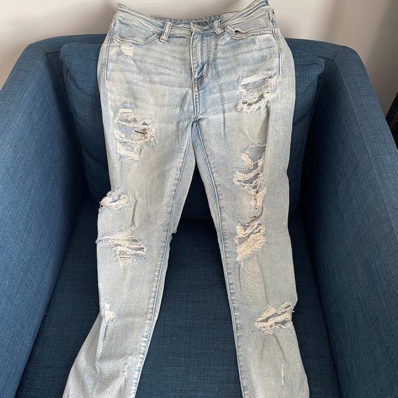 American Eagle Next Level Stretch Ripped Skinny Jeans Size 4 - Picture 2 of 3